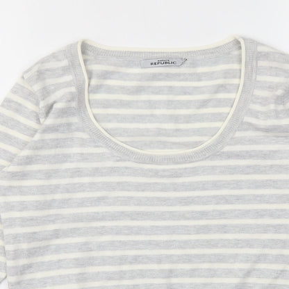 Republic Womens Grey Striped  Pullover Jumper Size 14