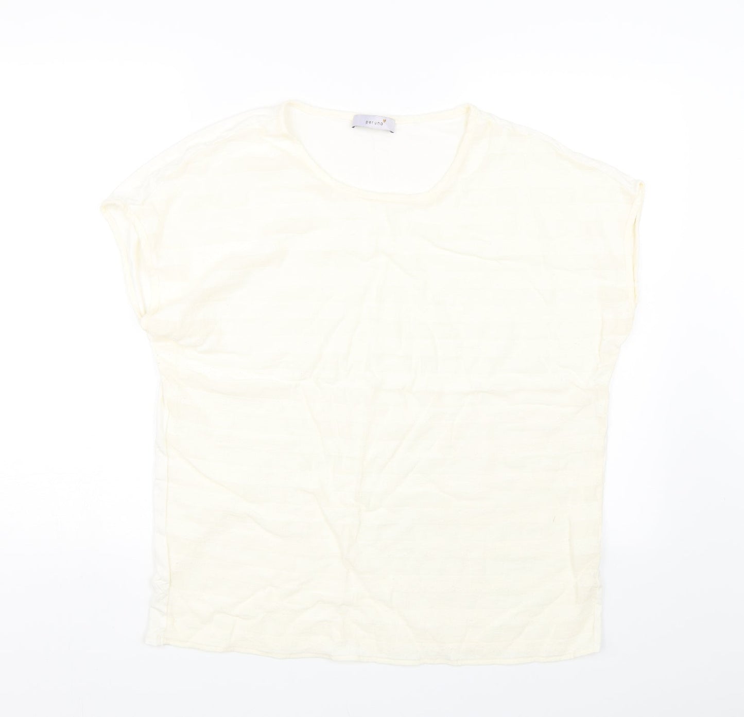 Per Una Womens Beige Striped  Basic T-Shirt Size 16