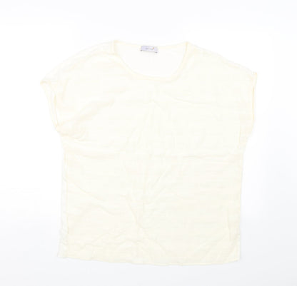 Per Una Womens Beige Striped  Basic T-Shirt Size 16