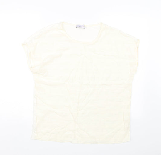 Per Una Womens Beige Striped  Basic T-Shirt Size 16