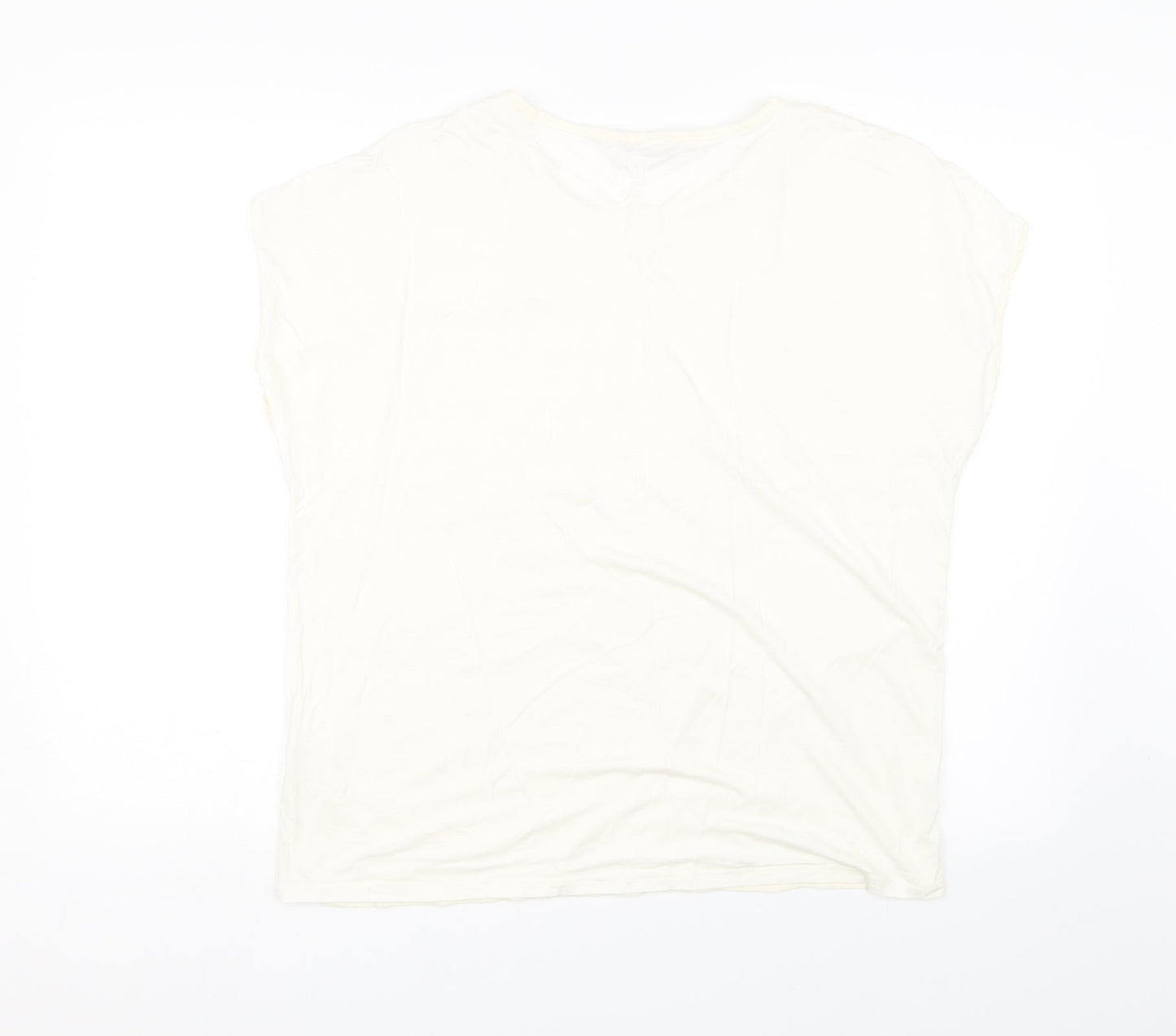 Per Una Womens Beige Striped  Basic T-Shirt Size 16