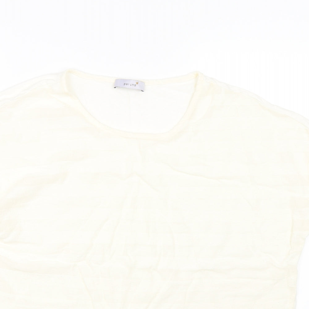 Per Una Womens Beige Striped  Basic T-Shirt Size 16