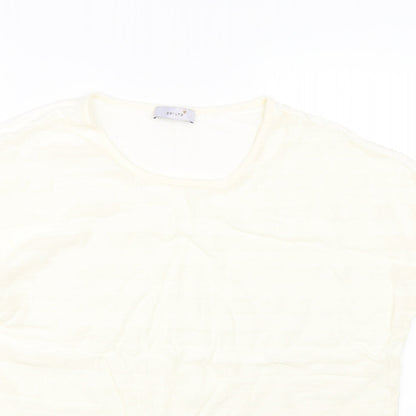 Per Una Womens Beige Striped  Basic T-Shirt Size 16