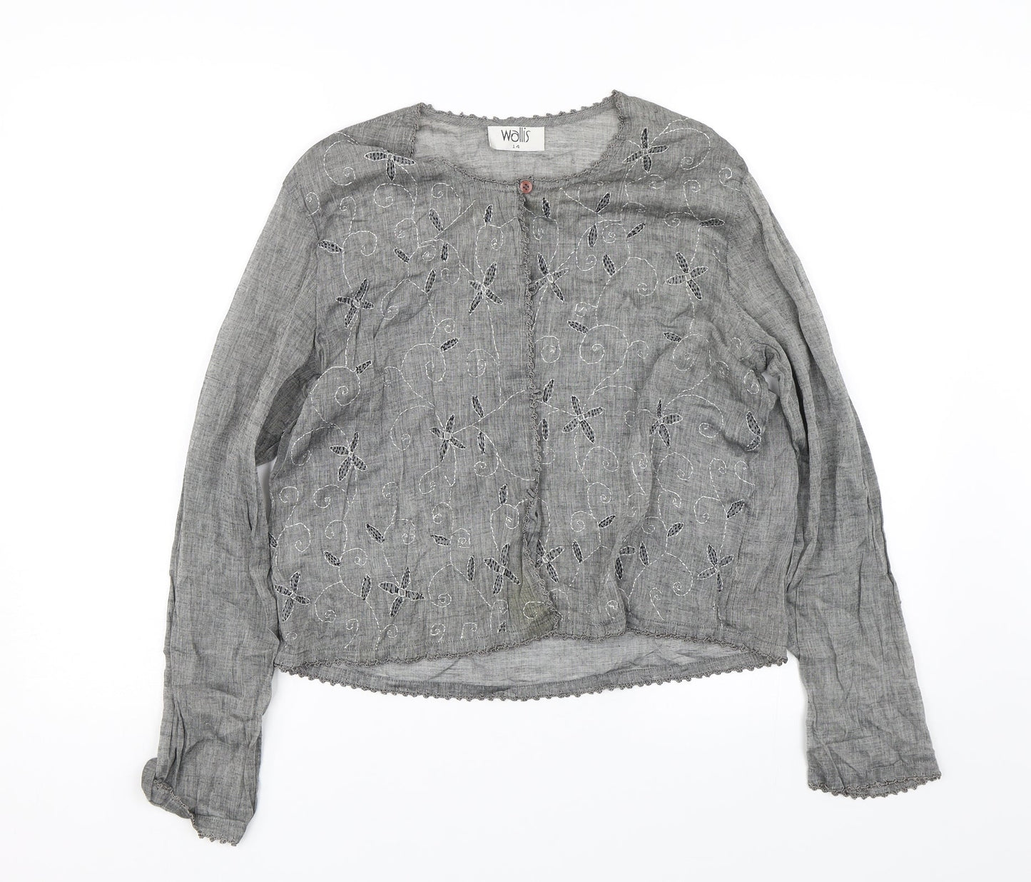 Womens UK Size 14 Wallis Grey Basic Button-Up