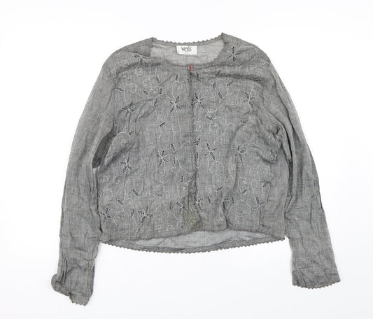Womens UK Size 14 Wallis Grey Basic Button-Up