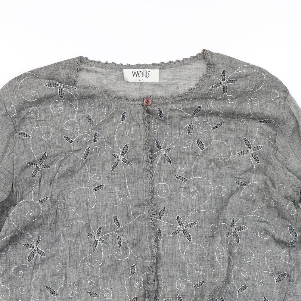 Womens UK Size 14 Wallis Grey Basic Button-Up