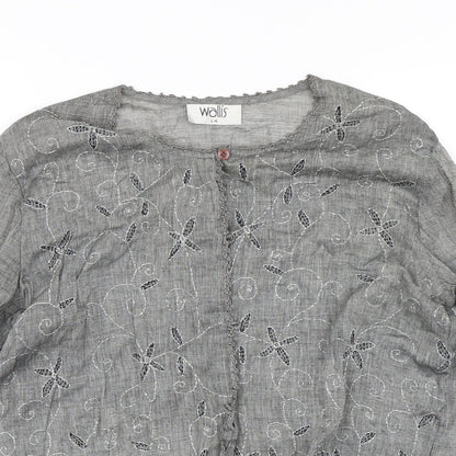 Womens UK Size 14 Wallis Grey Basic Button-Up