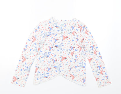 M&Co Girls White Floral  Basic T-Shirt Size 7-8 Years  - butterflies