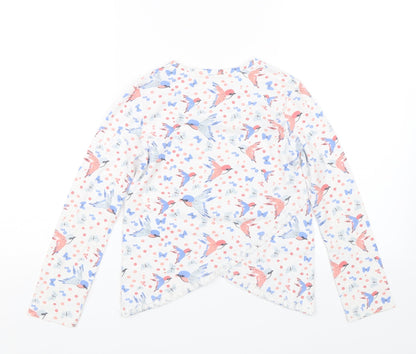 M&Co Girls White Floral  Basic T-Shirt Size 7-8 Years  - butterflies