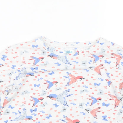 M&Co Girls White Floral  Basic T-Shirt Size 7-8 Years  - butterflies