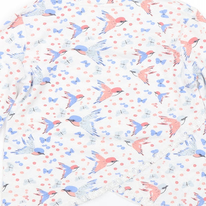 M&Co Girls White Floral  Basic T-Shirt Size 7-8 Years  - butterflies