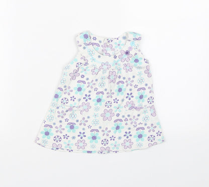 George Girls White Floral  T-Shirt Dress  Size 0-3 Months