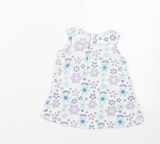 George Girls White Floral  T-Shirt Dress  Size 0-3 Months