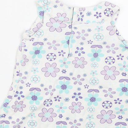 George Girls White Floral  T-Shirt Dress  Size 0-3 Months