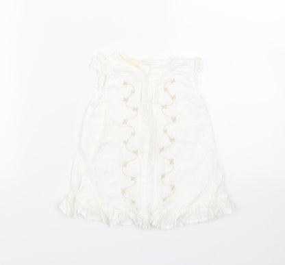 morris mouse Baby White Floral  T-Shirt Dress  Size 3-6 Months
