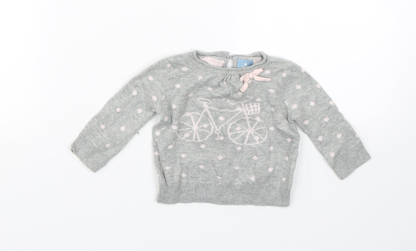BabyGap Girls Grey Spotted  Pullover Jumper Size 0-3 Months  - Bike