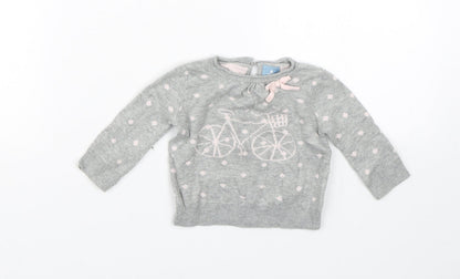 BabyGap Girls Grey Spotted  Pullover Jumper Size 0-3 Months  - Bike