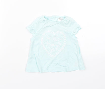F&F Girls Blue Floral  Basic T-Shirt Size 0-3 Months