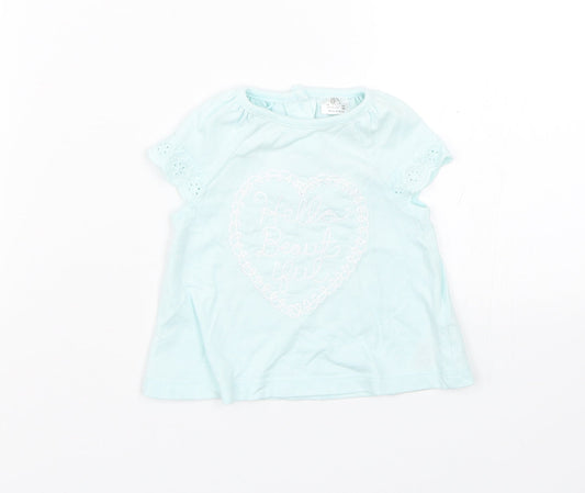 F&F Girls Blue Floral  Basic T-Shirt Size 0-3 Months