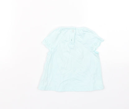 F&F Girls Blue Floral  Basic T-Shirt Size 0-3 Months
