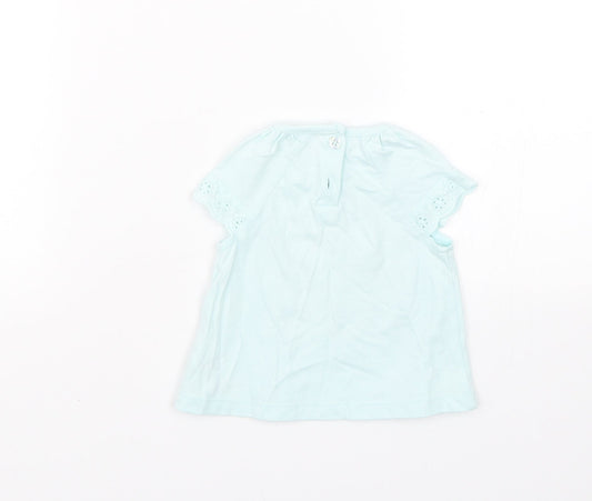 F&F Girls Blue Floral  Basic T-Shirt Size 0-3 Months