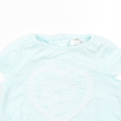 F&F Girls Blue Floral  Basic T-Shirt Size 0-3 Months