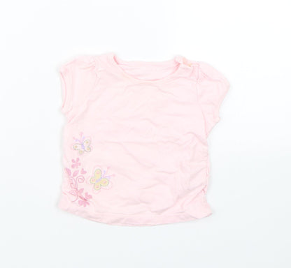 M&S Girls Pink Floral  Basic Blouse Size 3-6 Months