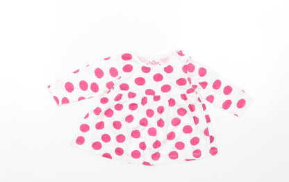 Earlydays Girls White Polka Dot  Basic T-Shirt Size 0-3 Months