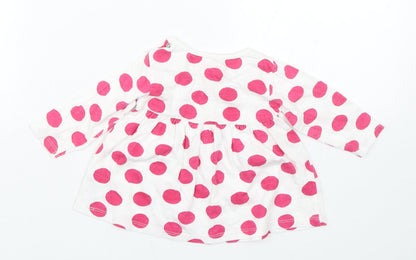 Earlydays Girls White Polka Dot  Basic T-Shirt Size 0-3 Months