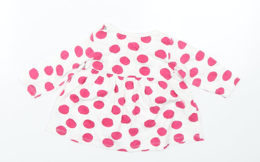 Earlydays Girls White Polka Dot  Basic T-Shirt Size 0-3 Months