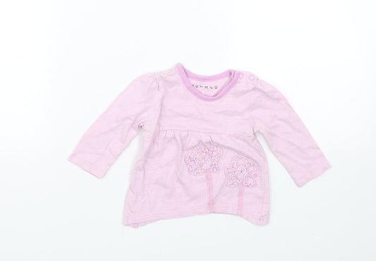 Nutmeg Girls Purple Striped  Basic T-Shirt Size 0-3 Months
