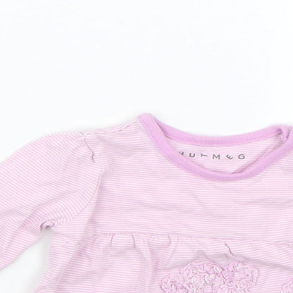 Nutmeg Girls Purple Striped  Basic T-Shirt Size 0-3 Months