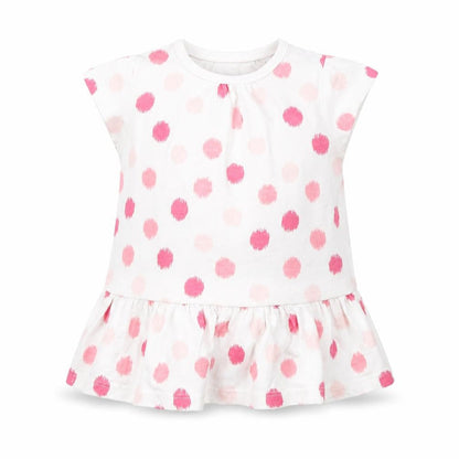 F&F Girls White Polka Dot  Basic T-Shirt Size 0-3 Months