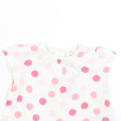 F&F Girls White Polka Dot  Basic T-Shirt Size 0-3 Months