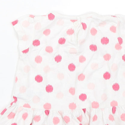 F&F Girls White Polka Dot  Basic T-Shirt Size 0-3 Months