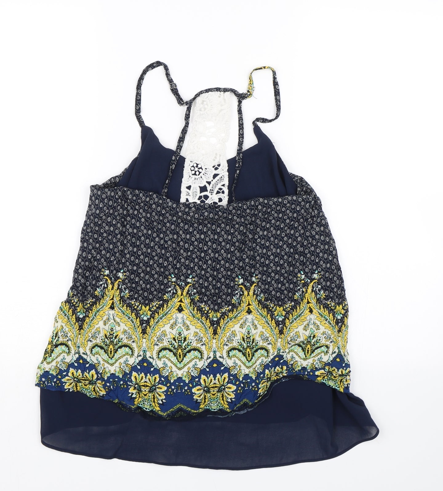 S&W fashion Womens Blue Floral  Basic Tank Size L