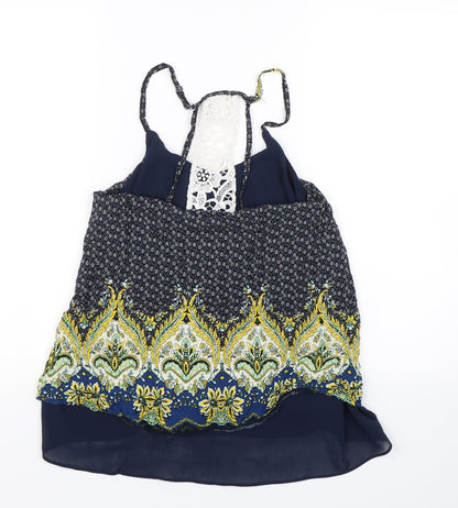 S&W fashion Womens Blue Floral  Basic Tank Size L