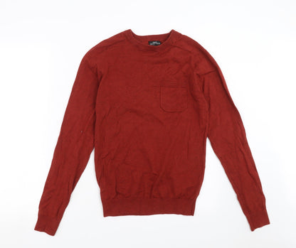NEXT Mens Brown  Knit Pullover Jumper Size XS  - rust coloured