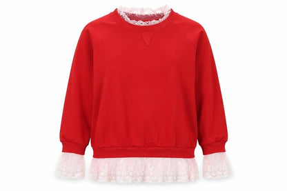 Womens Red   Pullover Sweatshirt Size XL  - Lace Detail