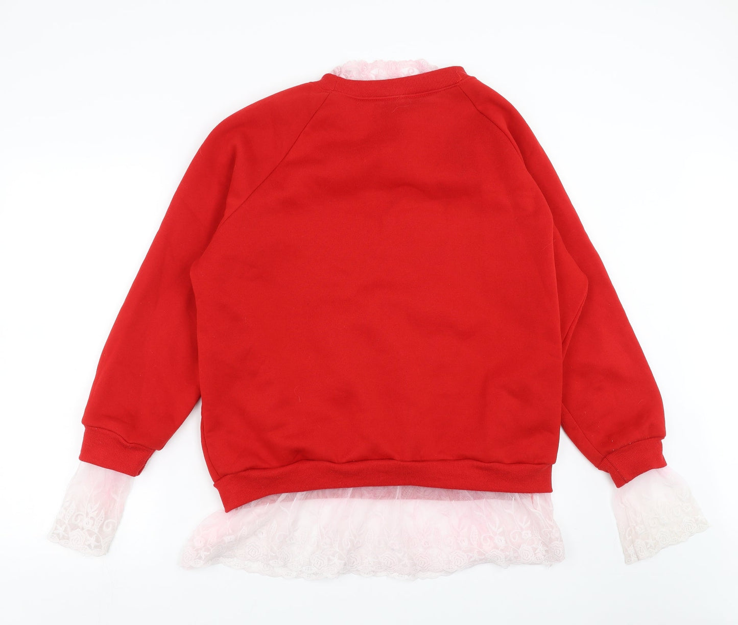 Preworn Womens Red   Pullover Sweatshirt Size XL  - Lace Detail