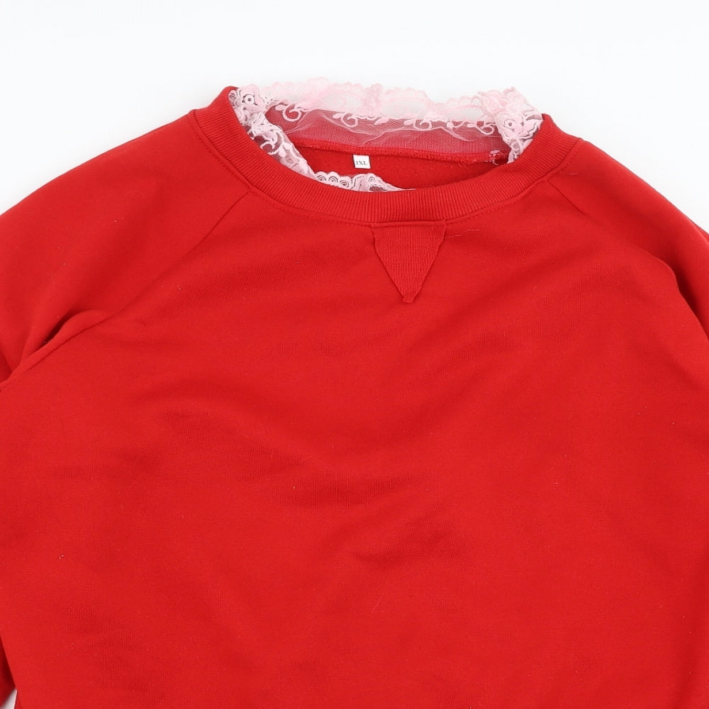 Preworn Womens Red   Pullover Sweatshirt Size XL  - Lace Detail