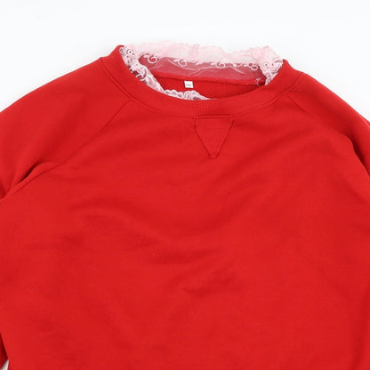 Preworn Womens Red   Pullover Sweatshirt Size XL  - Lace Detail