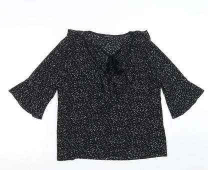stay sunny chicago Womens Black Geometric  Basic Blouse Size 12