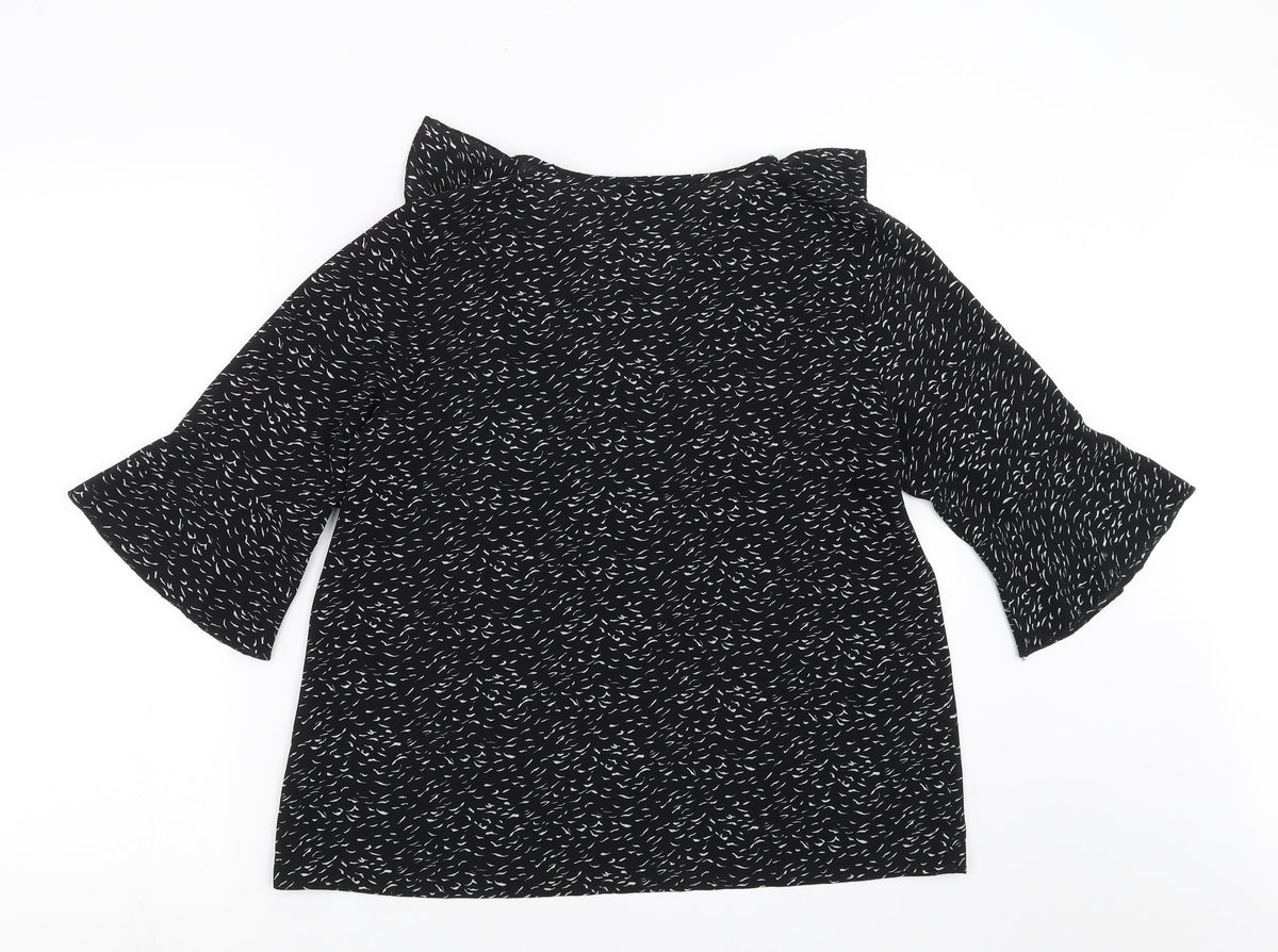 stay sunny chicago Womens Black Geometric  Basic Blouse Size 12
