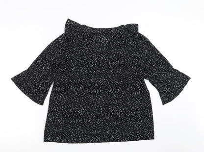 stay sunny chicago Womens Black Geometric  Basic Blouse Size 12