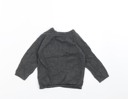 TU Baby Grey  Knit Pullover Jumper Size 12-18 Months  - animal face