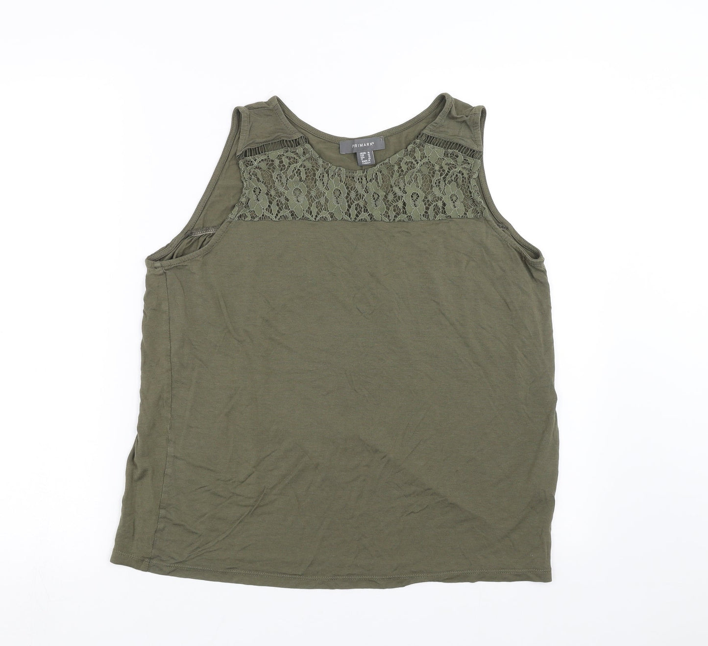 Primark Womens Green   Basic Blouse Size 14  - floral lace detail