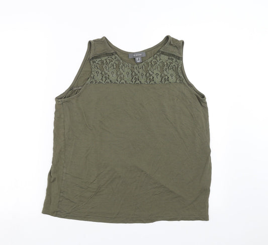 Primark Womens Green   Basic Blouse Size 14  - floral lace detail