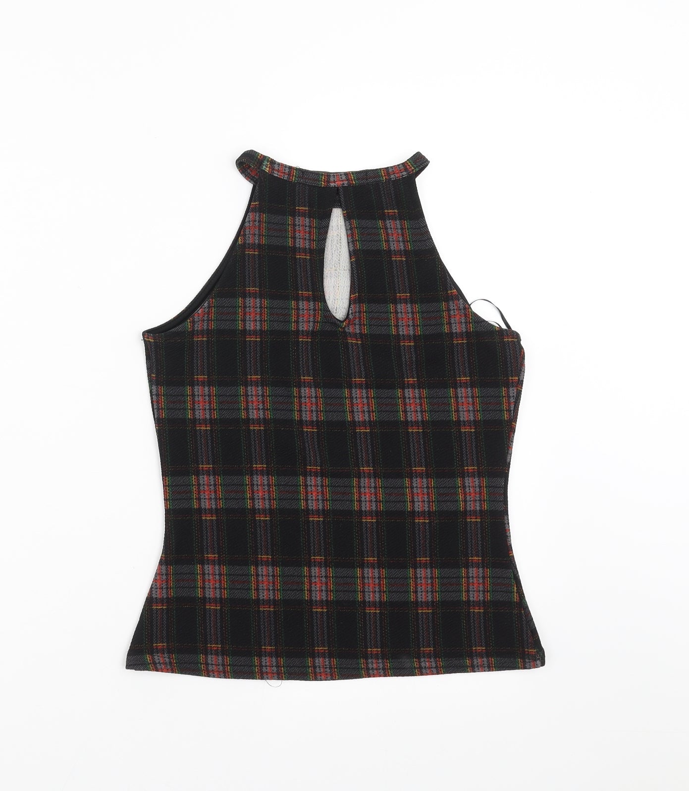 Boohoo Womens Black Check  Basic Blouse Size 8
