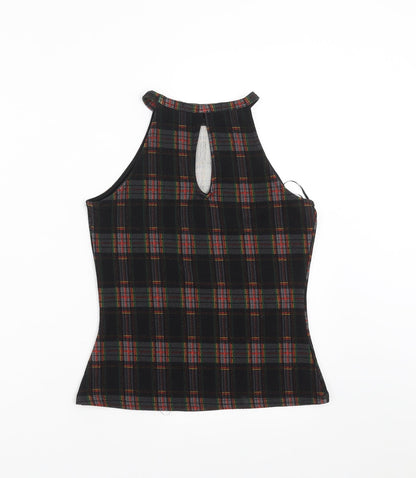 Boohoo Womens Black Check  Basic Blouse Size 8